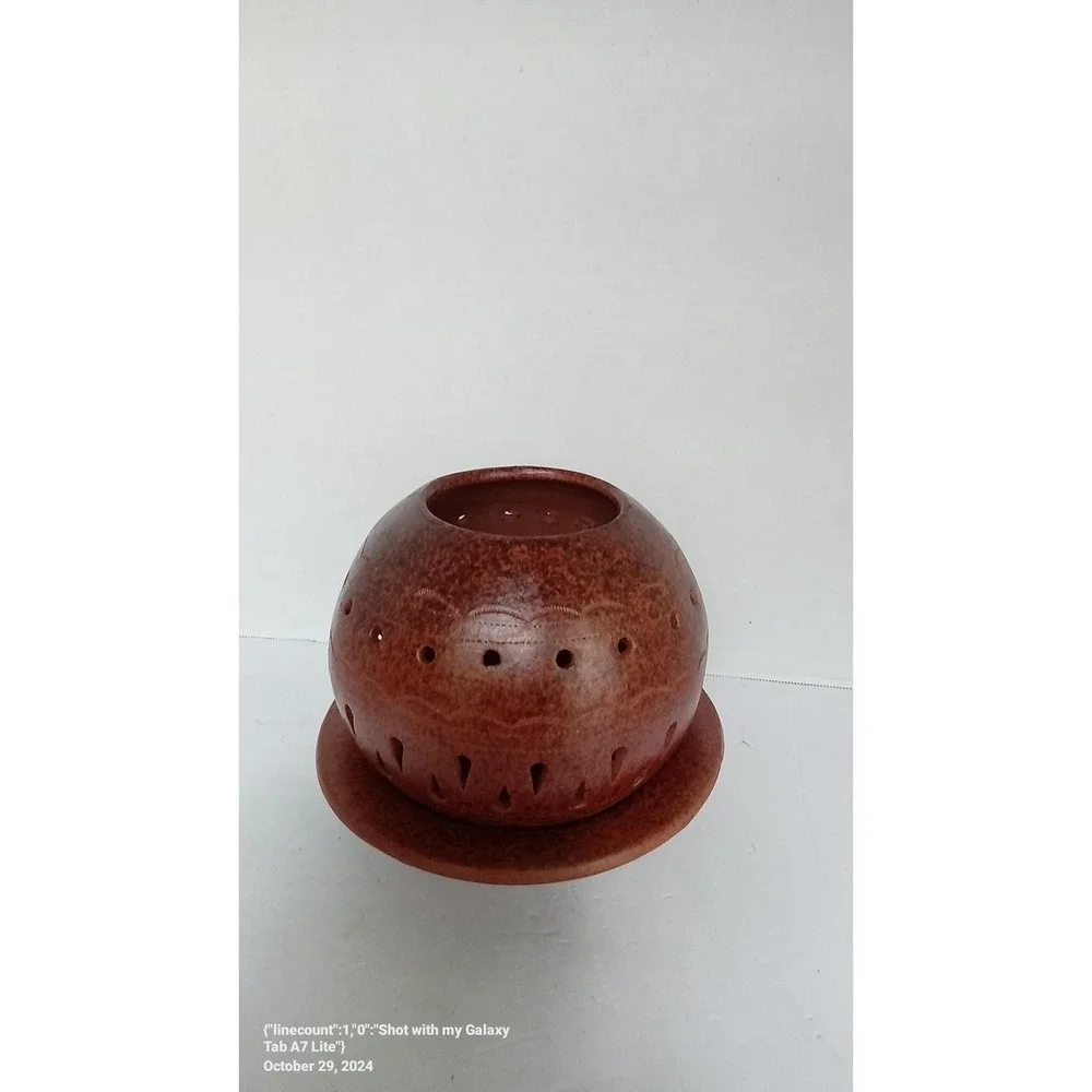 Rustic Brown‎ Sphere Candle Holder with Stand - Decorative Orb Tea Light